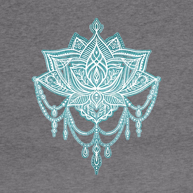 Art Deco Doodle Chandelier Lotus in Textured Teal by micklyn